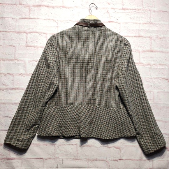 Talbots Jacket Womens 16 Gray Brown Plaid Wool Blend Heritage Riding Equestrian - Picture 3 of 15